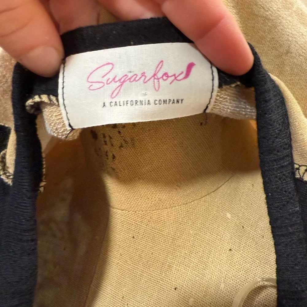 Sugarfox Beige and Black Lace-Up Long Sleeve Top - Picture 9 of 9